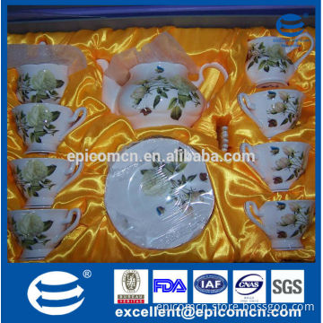 hot sale flower painting porcelain tea pot, coffee pot, water pot, 17pcs tea set